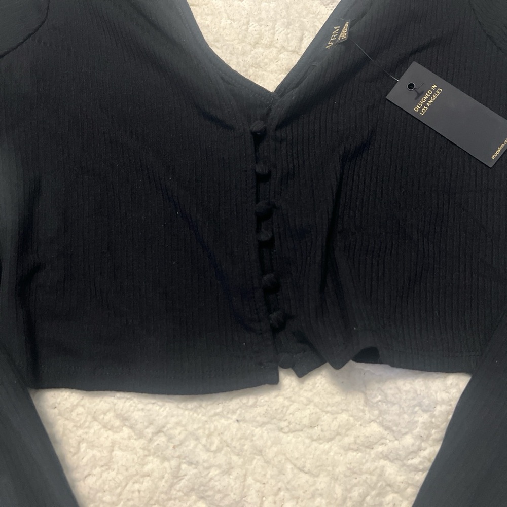AFRM Black Long Sleeve Crop Top - Picture 2 of 3